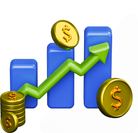 Three-dimensional global market growth chart